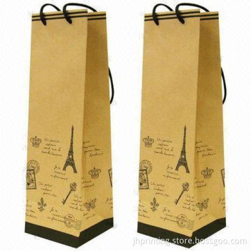Gold Paper Gift Bag for Wine, OEM Orders are Welcome